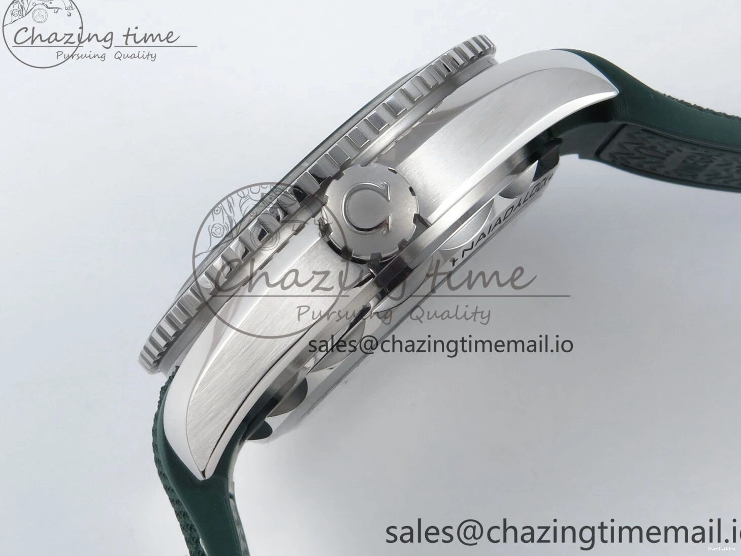 0416 Bold Seamaster Planet Ocean 600M 43.5mm SS SCF 1:1 Best Edition Green Bezel Gray Dial on Green Rubber Strap A8900 Super Clone 7666